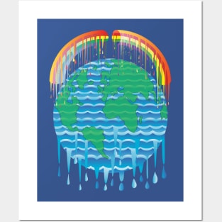 Earth melting because global warming Posters and Art